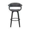 thumbnail image 3 of Julyssa 26" Counter Height Swivel Grey Faux Leather and Black Wood Bar Stool, 3 of 10