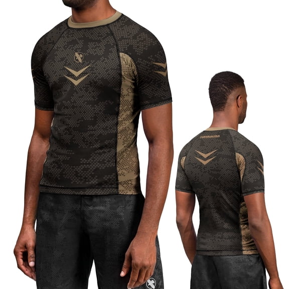 Hayabusa Ranked BJJ Rash Guards For Men Short Sleeve - Brown, X-Small