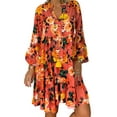 thumbnail image 4 of DYMADE Loose 3/4 Sleeve Mini Print Floral Summer Women Dress, 4 of 4