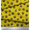 thumbnail image 2 of Soimoi Yellow polyester Crepe Fabric Lion Stencil Foot Animal Print Fabric by Yard 42 Inch Wide, 2 of 3