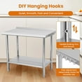 thumbnail image 2 of Towallmark Stainless Steel Table, 36x24 Inch Metal Prep Table With Adjustable Undershelf & Backsplash, Heavy Duty Worktable With Hooks, Commercial Kitchen Workbench For Restaurant, Home, 2 of 7