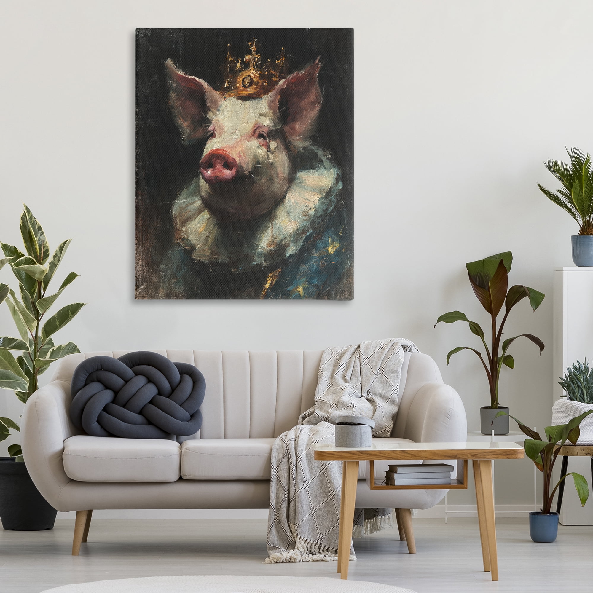 Stupell Industries Crowned Imperial Pig Canvas Wall Art, design by Svetlana Aleynikova
