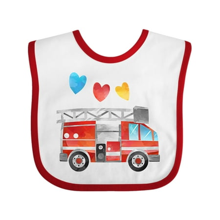 

Inktastic Valentine s Day Fire Truck with Hearts Gift Baby Boy or Baby Girl Bib