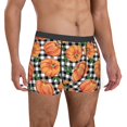 thumbnail image 4 of Salouo Autumn Pumpkins Gingham Print Men's Boxer Briefs,Breathable Underwear Elastic Waistband Briefs for Men -Small, 4 of 8