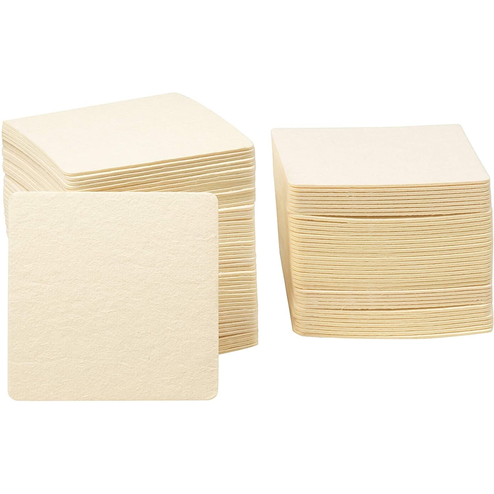 MT Products 4” Blank Off-White Heavyweight Cardboard Square Coasters for Your Beverages 2 MM Thickness 100 Pieces