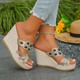 thumbnail image 3 of Dakaela Sandales Compensées pour Femmes avec Strass Espadrilles Plateforme d'Été Chaussures de Marche Décontractées à Enfiler, 3 of 7