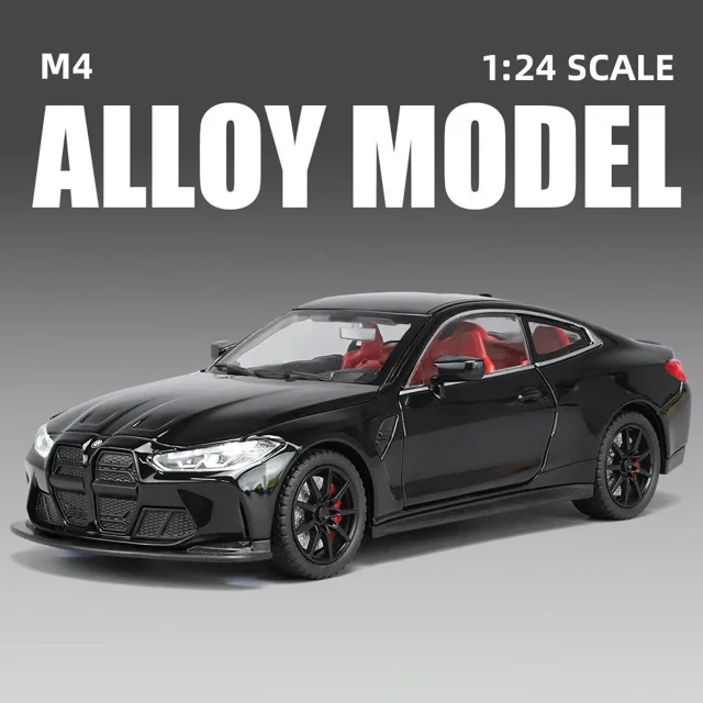 1:24 M4 G82 Coupe Alloy Sports Car Model Diecast Metal Racing Car Vehicles Model Simulation Sound Light Collection kids Toy Gift black