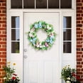 thumbnail image 5 of FENGGHAO 17.7 Inch Blue Hydrangea Spring Wreath Artificial Silk Flower Wreath for Front Door Summer Outdoor Home Decor, 5 of 7