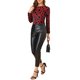thumbnail image 2 of Blusa de terciopelo con estampado de puntos Inspire Chic para mujer, de manga larga abullonada, tamaño XS, color rojo, 2 of 7