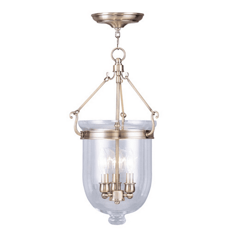 

Pendants Porch 3 Light With Clear Glass Antique Brass Finish size 10 in 180 Watts - World of Crystal