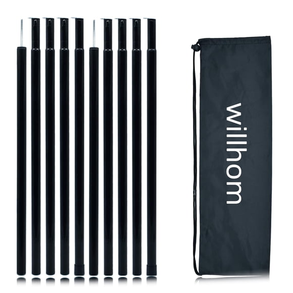 Juego de 2 Varillas Ajustables de Acero para Tienda de Campaña Willhom
