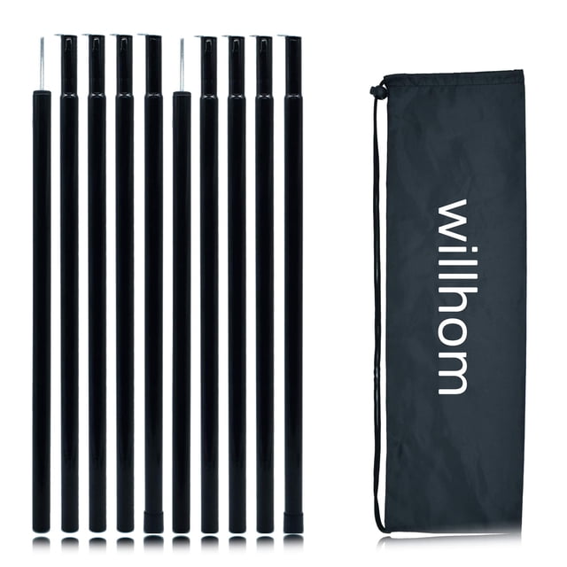 Juego de 2 Varillas Ajustables de Acero para Tienda de Campaña Willhom