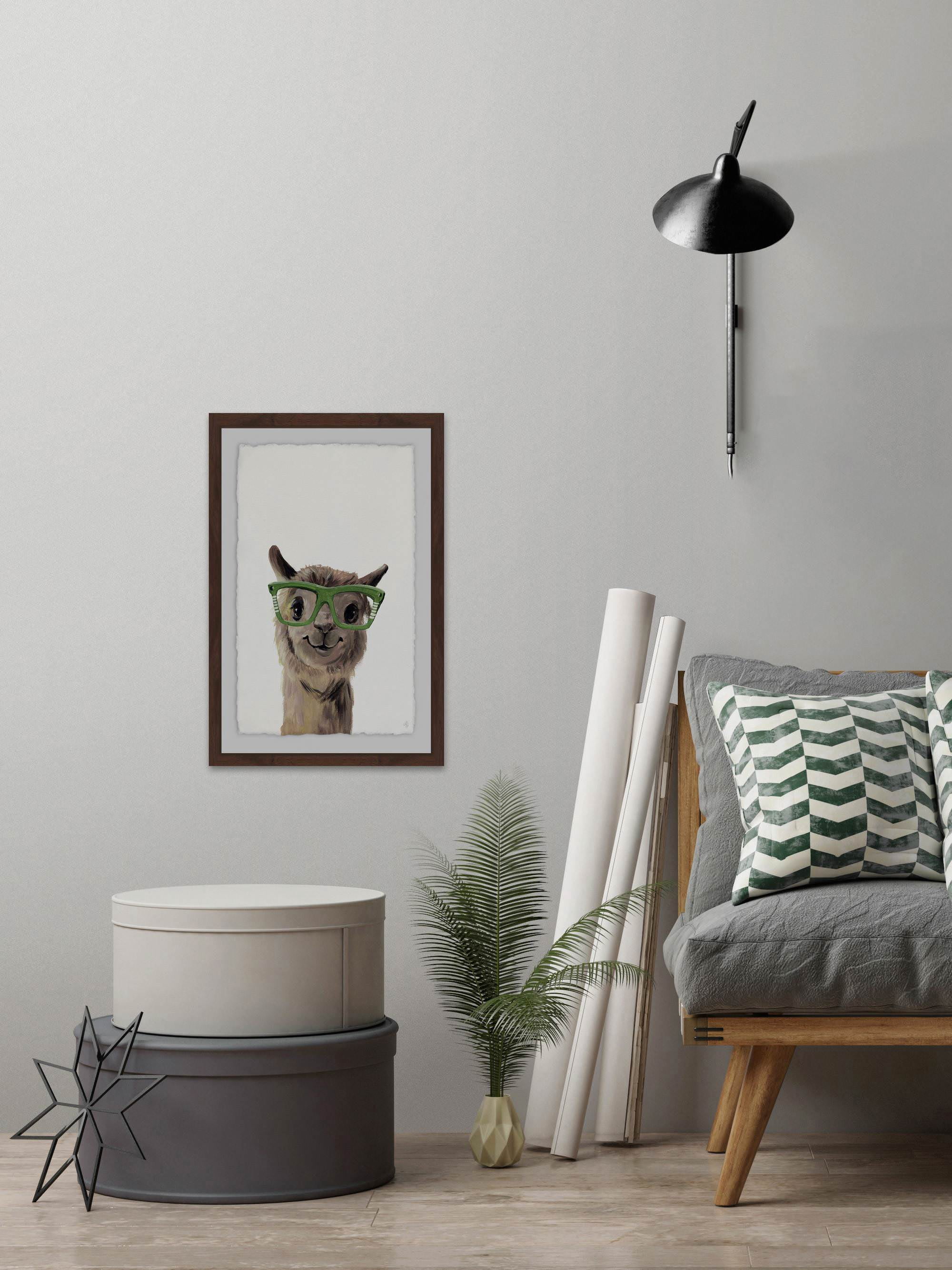 Geeky Llama Framed Painting Print