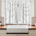 thumbnail image 2 of Ambesonne Halloween Kitchen Curtains, Monochrome Fear Network, 55"x39", White Black Grey, 2 of 3