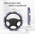 thumbnail image 4 of XMXT Cartoon Stationery Blue Illustration Steering Wheel Cover, Elastic Non-Slip Universal Fit Car Decor Accessories Protector for Auto SUV Trucks, 4 of 8