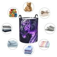 thumbnail image 3 of Lsque Purple Pattern White Tiger pattern Laundry Hamper Basket, Tall Woven Rope Hamper Basket for Clothes, Lightweight Storage Basket, Collapsible Waterproof-Small, 3 of 8