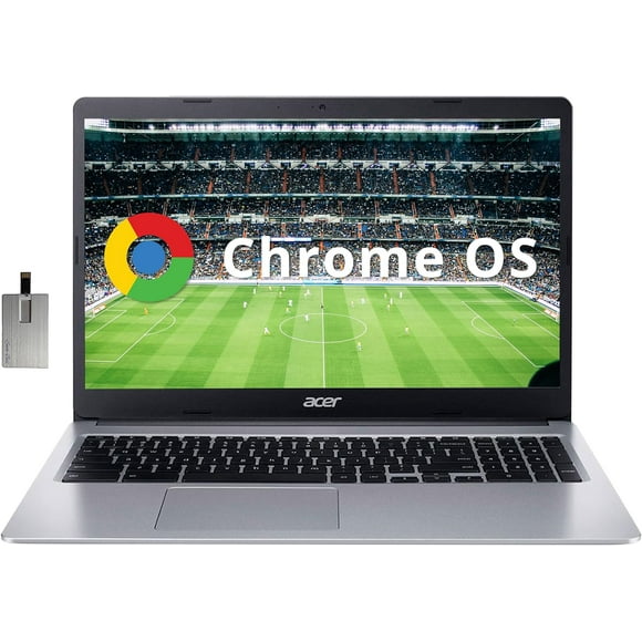 Acer Chromebook 315, 15.6" HD Anti-Glare Display, Intel Celeron N4020, 4GB LPDDR4 RAM, 64GB eMMC, Intel UHD Graphics 600, Numeric Keypad, WiFi 5, HD Webcam, Chrome OS, Silver, 128GB Hotface USB Card