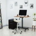 thumbnail image 5 of Stand Up Desk Store Crank Adjustable Height Single Column Rolling Mobile Standing Desk (Black Frame/Teak Top, 40" Wide), 5 of 8