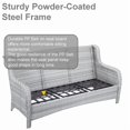 thumbnail image 5 of PARKWELL Outdoor 3 Seats Sofa - Rattan Wicker Patio Couch with Cushions - Steel Frame - Offwhite Wicker, Blue Cushions, 5 of 6