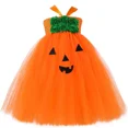 thumbnail image 3 of Disfraz de calabaza de Halloween para niños, vestido de tutú naranja Jack, vestido de princesa con flores para niñas, vestido de tul para fiesta elegante, 3 of 5