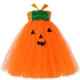 thumbnail image 3 of Disfraz de calabaza de Halloween para niños, vestido de tutú naranja Jack, vestido de princesa con flores para niñas, vestido de tul para fiesta elegante, 3 of 5