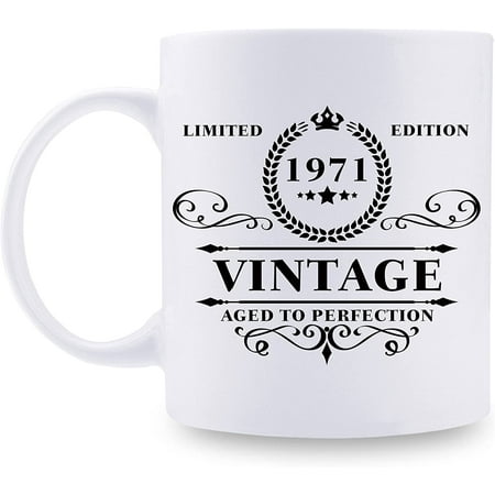 

1971 Birthday Gifts for Women Men - 1971 Vintage 11 oz Coffee Mug - Great 1971 Birthday Gifts for Mom Dad Friend Sister Brother Coworker