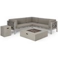 thumbnail image 1 of Noble House La Vista 5 Seater V-Shape Sectional Sofa Set Khaki Silver/Light Gray, 1 of 20