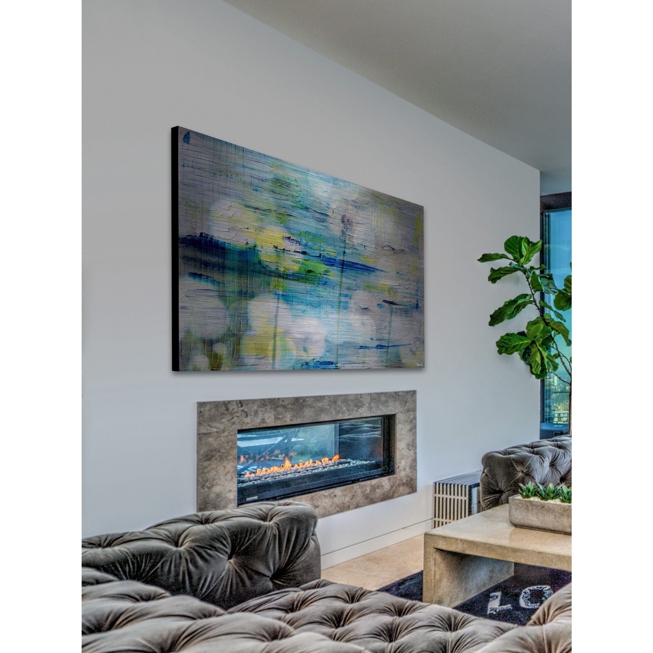 "Dandy Puff Lights" Painting Print on Brushed Aluminum