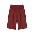 thumbnail image 7 of up to 60% off Gifts Usmixi Womens Half Pants Casual Solid Loose Straight Drawstring Elastic Waist Shorts Summer Comfy Cotton Linen Pocket 1/2 Pants Wine XL, 7 of 7