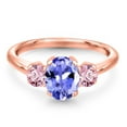 thumbnail image 3 of Gem Stone King 1.66 Ct Blue Tanzanite Pink Lab Grown Diamond 18K Rose Gold Plated Silver Ring, 3 of 6