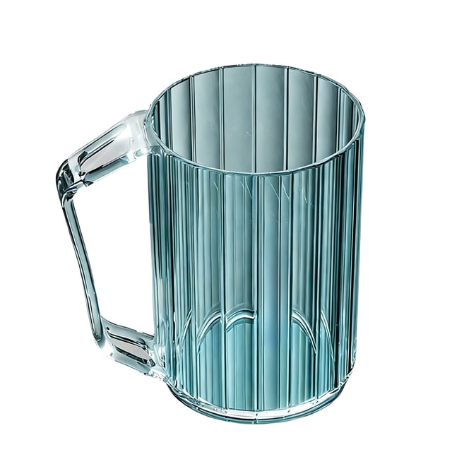 Clear Plastic Toothbrush Cup 4.33 in x 2.95 in x 3.94 in Tall Ridges Design for Bathroom Sink Storage