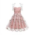 thumbnail image 2 of Girls Embroidered Tulle Dress Tie Strap Floral Ruffle Aline Dress Sleeveless Formal Birthday Party Dresses Pink, Size 5-6, 2 of 6