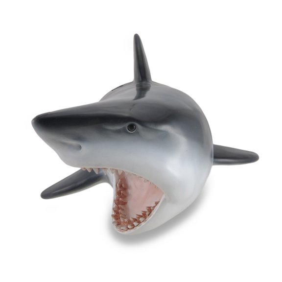 Zeckos 16 inch Great White Shark Head Wall Mount Trophy Resin Ocean Nautical Decor