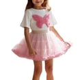 thumbnail image 3 of Girls 3D Butterfly T-Shirt and Tutu Skirt Set, European Style Two-Piece Princess Dress with Puffy Skirt, Cute Toddler Birthday Party Outfit, Round Neck Short Sleeve Top Light Pink 100, 3 of 5