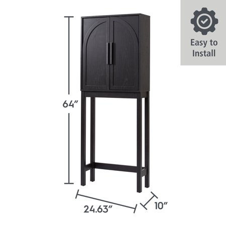 BETTER HOMES & GARDENS JULIET OVER-THE-TOILET SPACE SAVER CABINET, 2 ADJUSTABLE SHELVES, BLACK