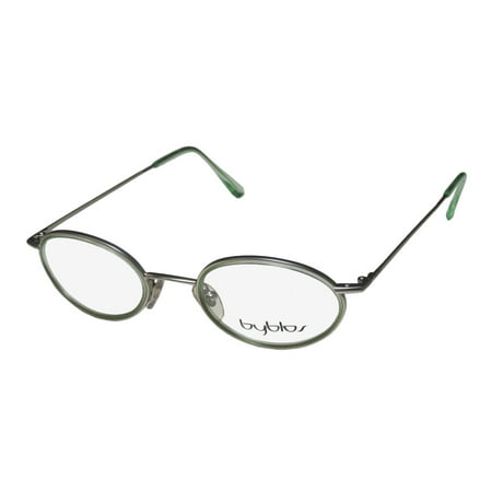 New Byblos 671 Mens/Womens Oval Full-Rim Silver / Green Ultimate Comfort Popular Design Frame Demo Lenses 46-22-140 Eyeglasses/Glasses