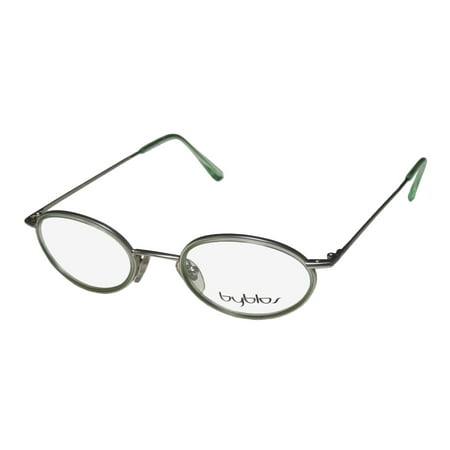 - New Byblos 671 Mens/Womens Oval Full-Rim Silver / Green Ultimate Comfort Popular Design Frame Demo Lenses 46-22-140 Eyeglasses/Glasses