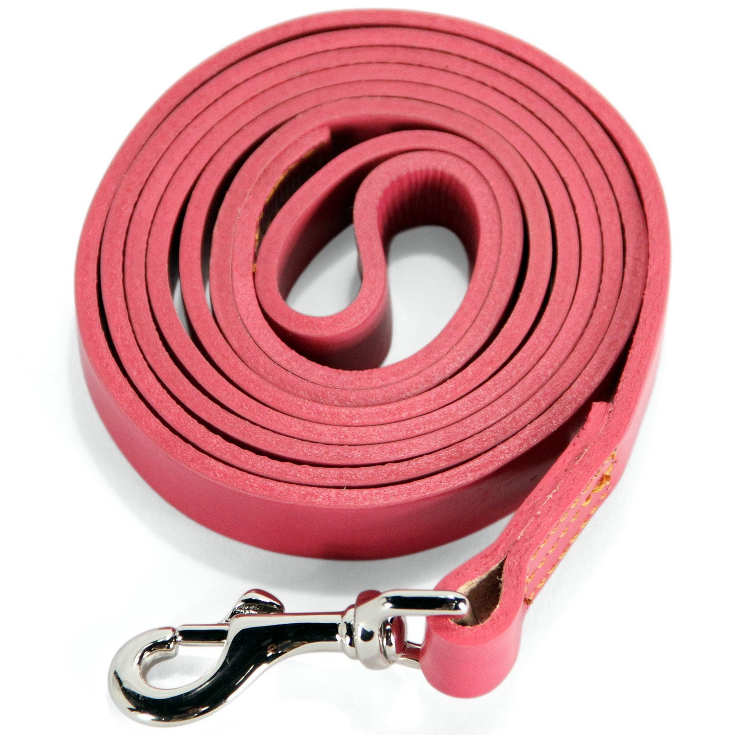 logical leather 6 foot dog leash - best for training - water resistant heavy full grain leather lead - pink
