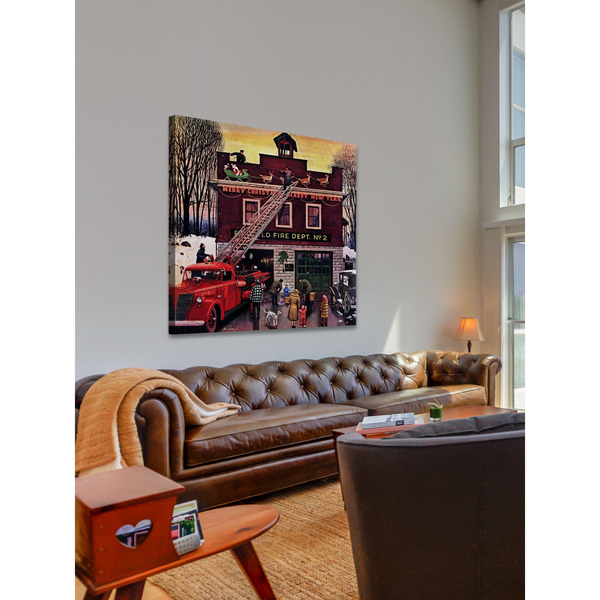 Marmont Hill "Christmas at the Fire Station" by Stevan Dohanos Painting Print on Canvas