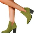 thumbnail image 4 of Wavsuf Combat Boots for Women Flock Short Ankle-High Winter with High Heel Green Shoes Size 39, 4 of 7