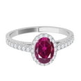 thumbnail image 2 of Mauli Jewels Rings for Women 0.70 Carat Diamond And Oval Shaped Created Ruby Ring 4-prong 10K White Gold, 2 of 7