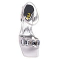 thumbnail image 4 of FSJ Women Jewel Ankle Buckle Strap Sandals Studded Crystal Chunky High Heel Pumps Sparkle Rhinestone Square Open Toe Party Dressy Shoes Size 8.5 Gray, 4 of 4