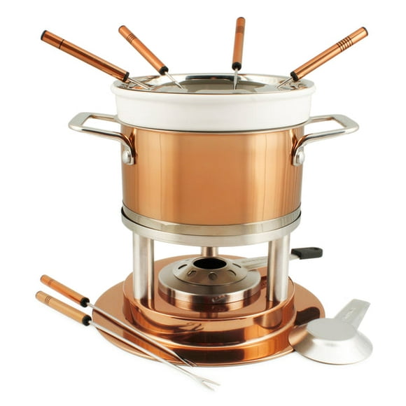 Bern Ensemble de Fondue 11 Pcs, Acier Inoxydable, Cuivre