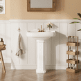 thumbnail image 1 of EDTara Square Pedestal Basin, Classic Ceramic Washbasin With 8-Inch Center Set Faucet Holes for Compact Bathroom Makeovers, 1 of 8
