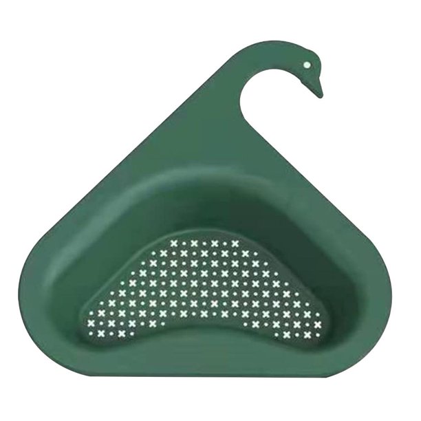 Cesta de colador para fregadero, filtro colgante triangular, estante de almacenamiento para fregadero (verde)