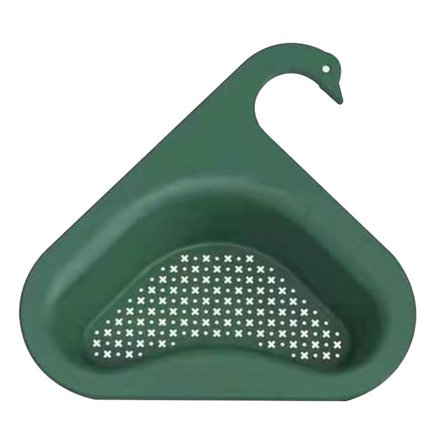 Cesta de colador para fregadero, filtro colgante triangular, estante de almacenamiento para fregadero (verde)
