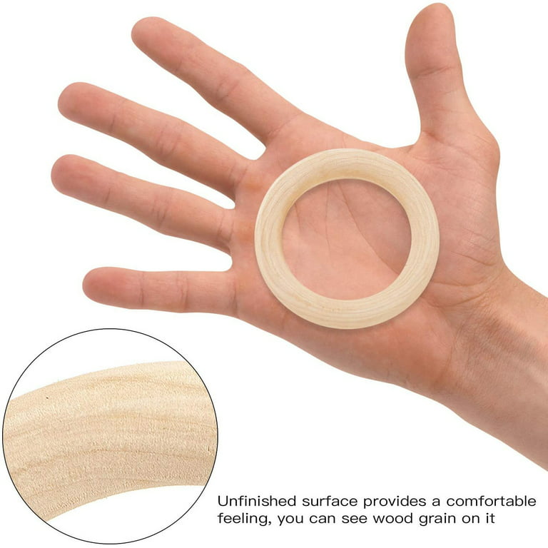 60 Pcs Unfinished Wood Rings for Macrame,5 Different Sizes Wooden Rings for  Crafts,70mm/55mm/40mm/30mm/20mm,Natural Solid Wood Ring for Ornaments