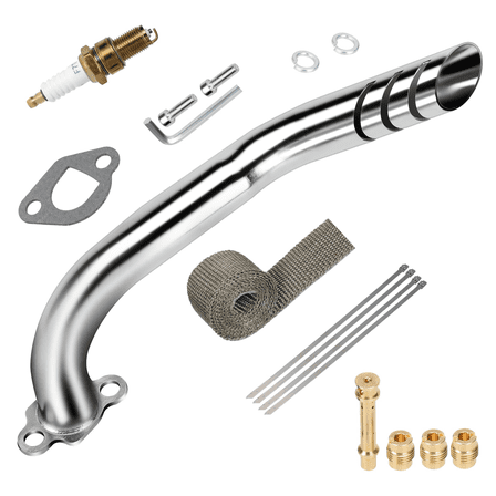 Mini Bike Exhaust Pipe Header Kit Compatible with Predator 212cc 224cc 196cc Coleman CT200U BT200X CT200U-EX Baja Warrior MB200 MB165 KT196 6.5hp GX160 Clone Go Kart Performance Parts