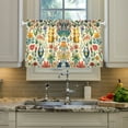 thumbnail image 2 of Yayeee Kitchen Curtains Light Filtering 27"x24" Rod Pocket Short Cafe Window Panel, Floral Animals, 2 of 7