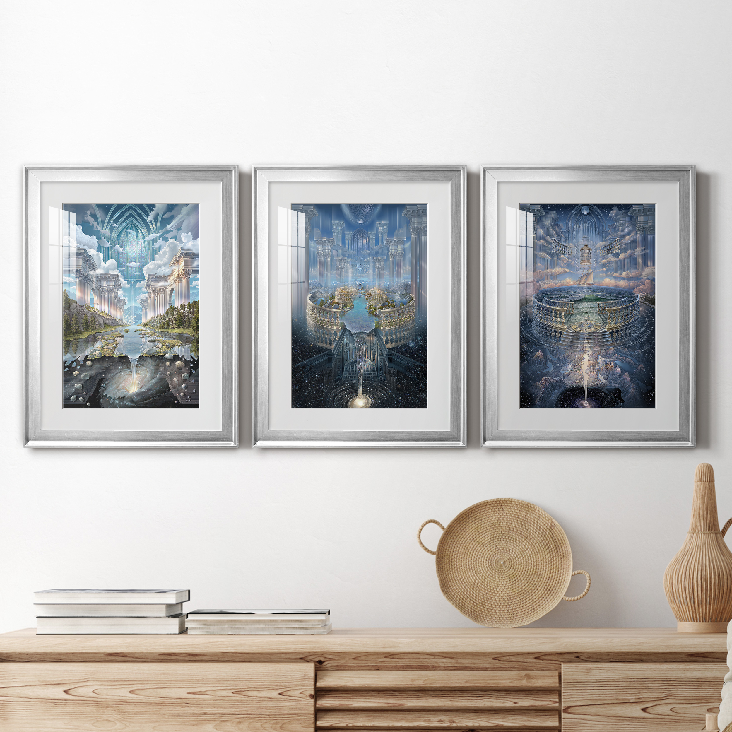 Genesis II Premium Framed Prints Set of 3 - Ready to Hang - 22 x 30 Each - Silver Frame